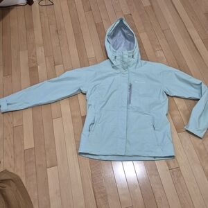 Columbia MINT Green  Hooded RAIN  Jacket